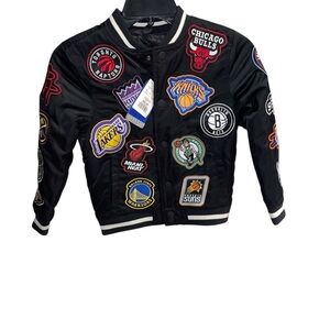 NBA Kids Black Puffer Jacket with Team Logos